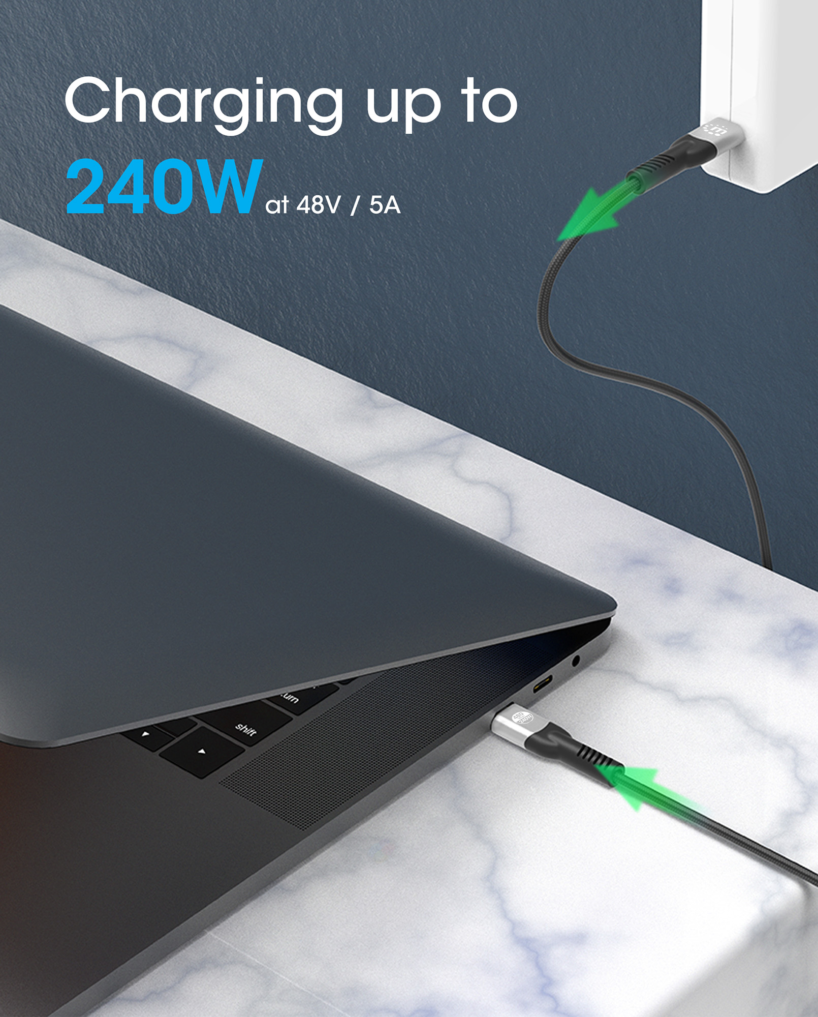 Cavo USB 2.0 EPR USB-C™ M/M 240W PD 3.1 e-Mark 2m MANHATTAN - immagine 7