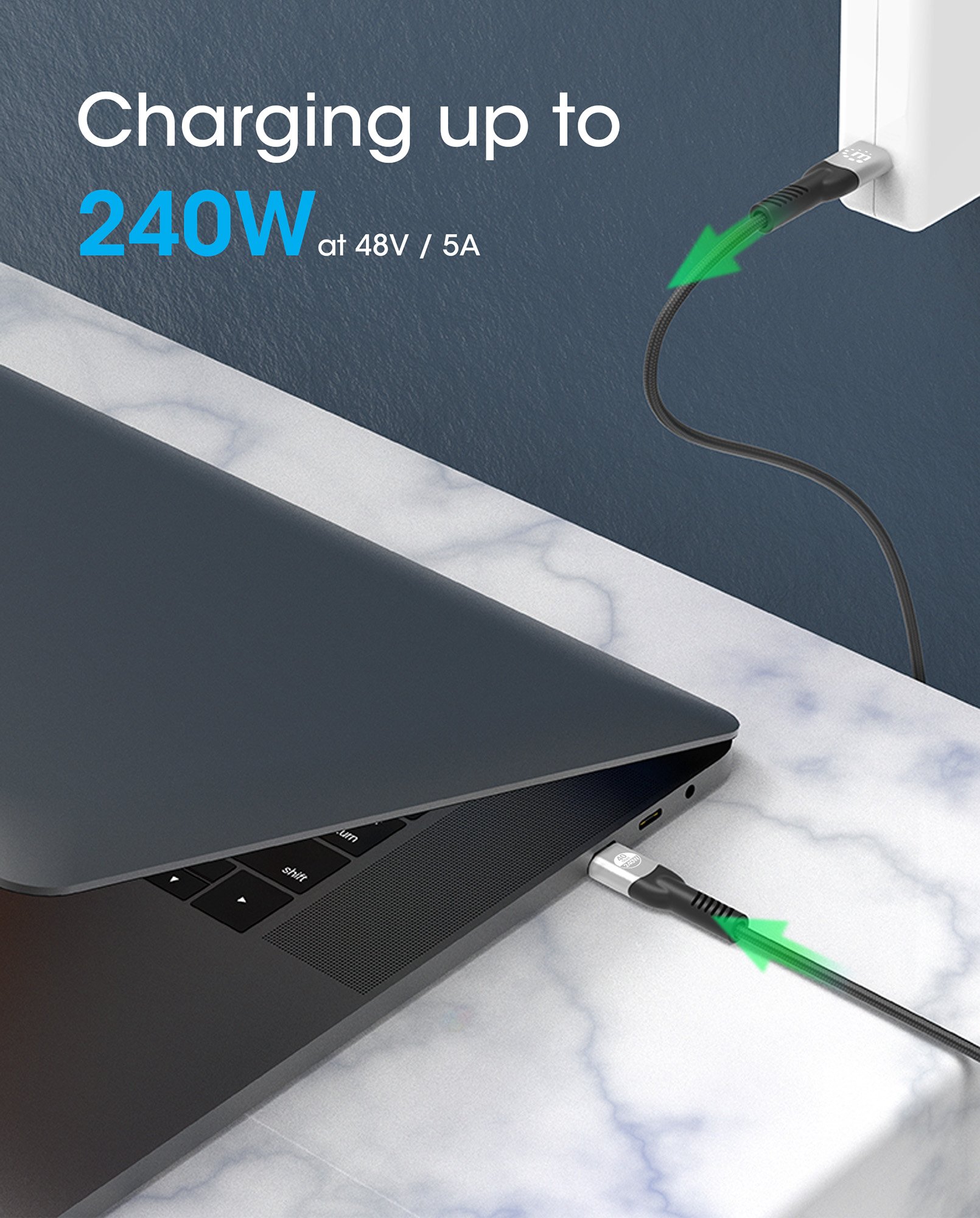 Cavo USB4 EPR USB-C™ M/M 40G 240W PD 3.1 8K E-Mark 1m MANHATTAN - immagine 7