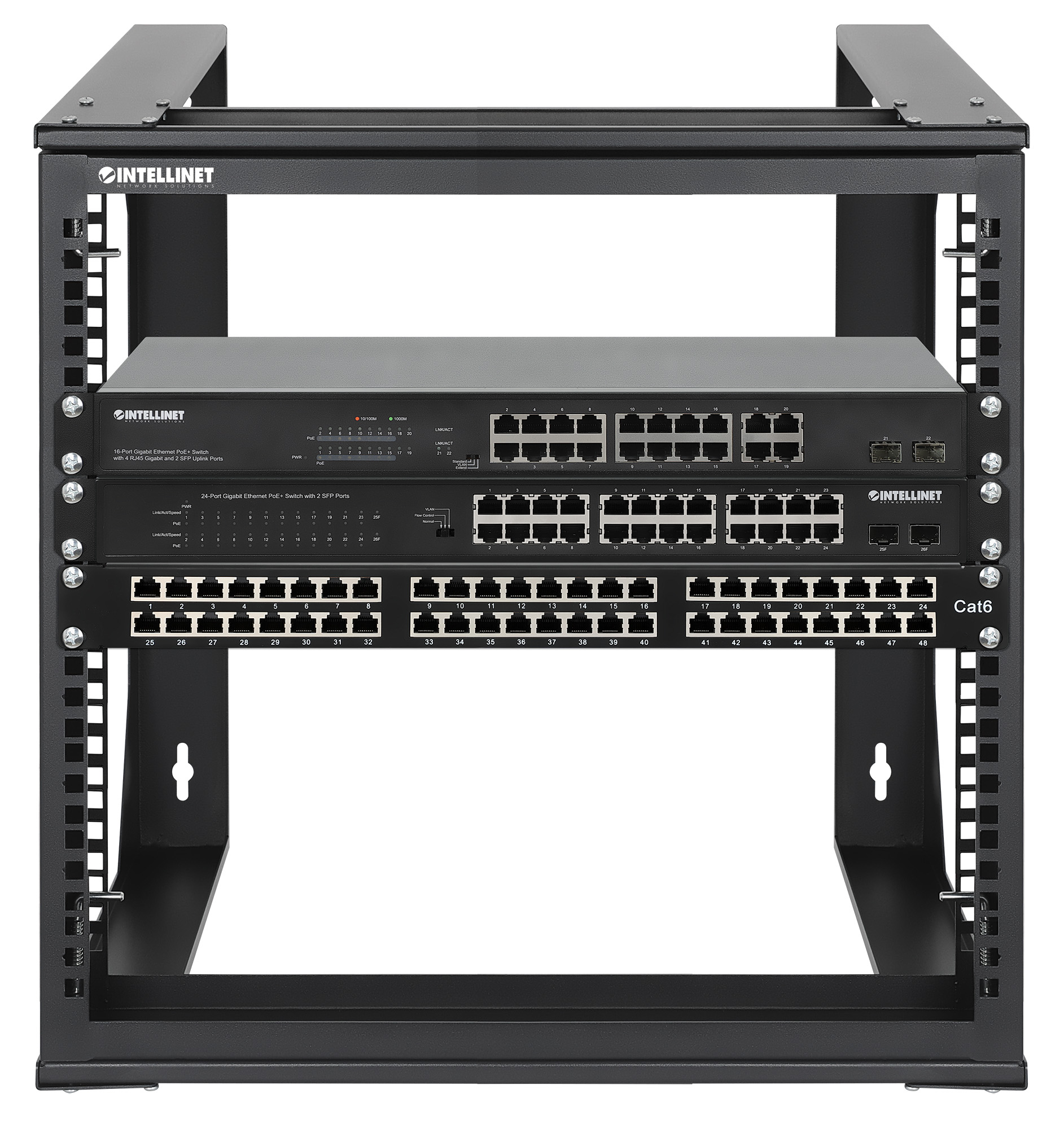 Armadio a Muro 19'' Open Frame 2 Montanti Flat Pack 9U INTELLINET - immagine 7