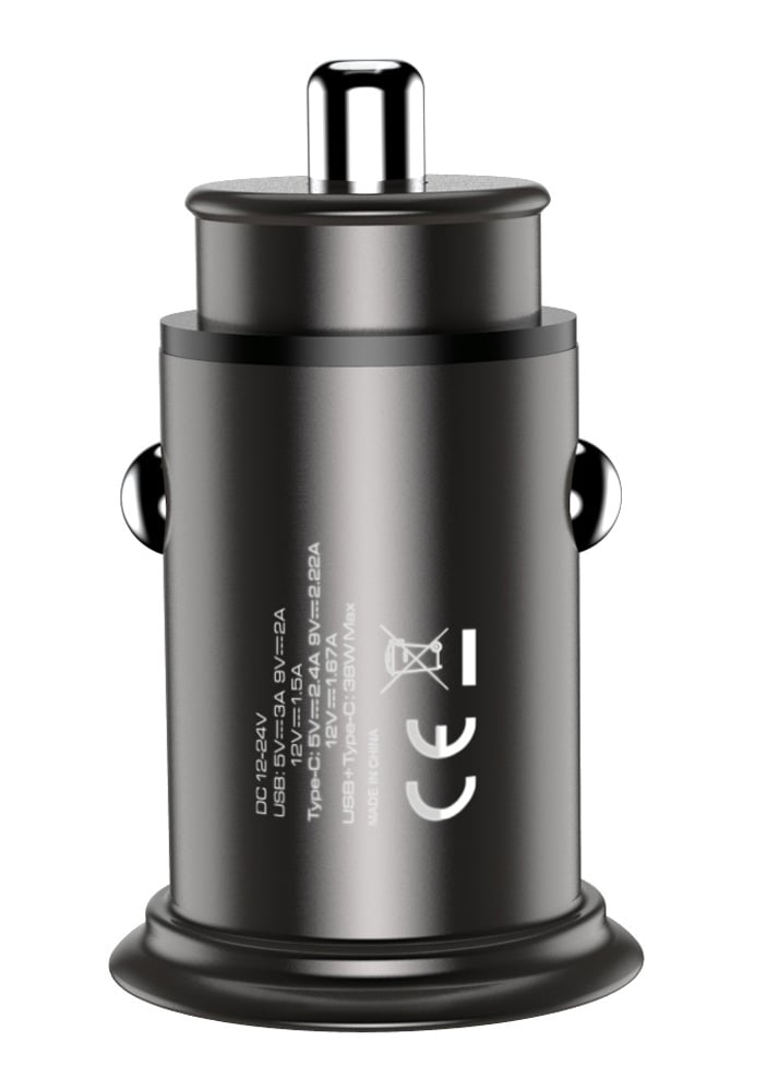 Mini Caricatore da Auto USB-A e USB-C™ Ricarica rapida 38W Metallo Nero TECHLY - immagine 6