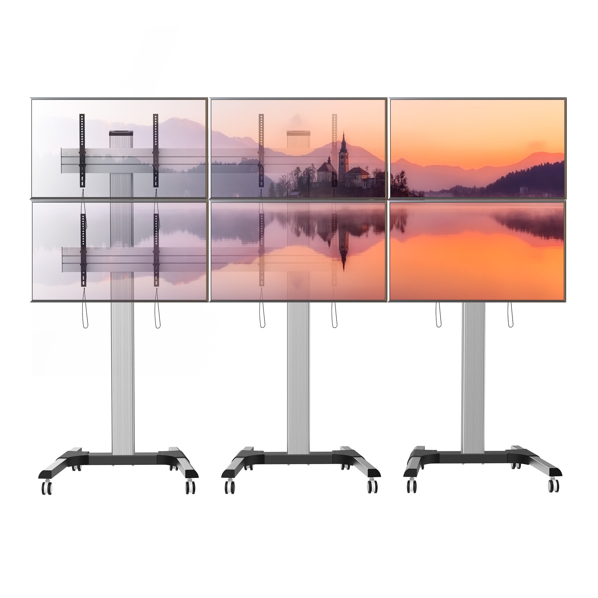 Supporto a Pavimento per 6 TV LCD/LED 22-55'' per Video Wall TECHLY - immagine 6
