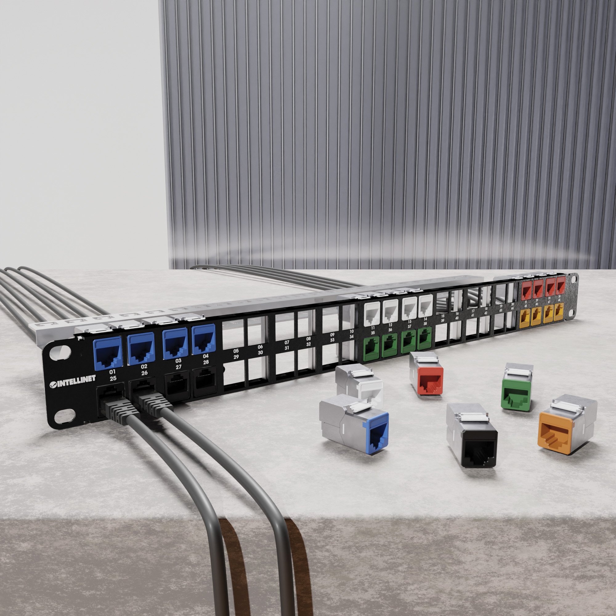Frutto Keystone RJ45 Cat.6A 10G Slim STP Toolless Nero INTELLINET - immagine 8