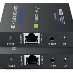 Extender HDMI 4K@60Hz 18Gbps HDR10 su cavo Cat.6/6A/7 fino 70 metri zero latenza TECHLY