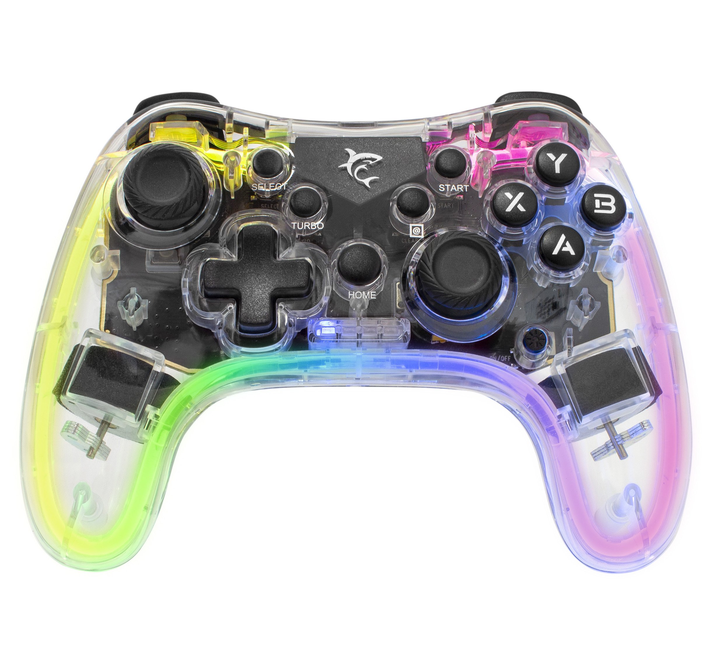 Joypad Controller di Gioco con Retroilluminazione LED e Doppia Vibrazione USB-C&trade; e Bluetooth WHITE SHARK