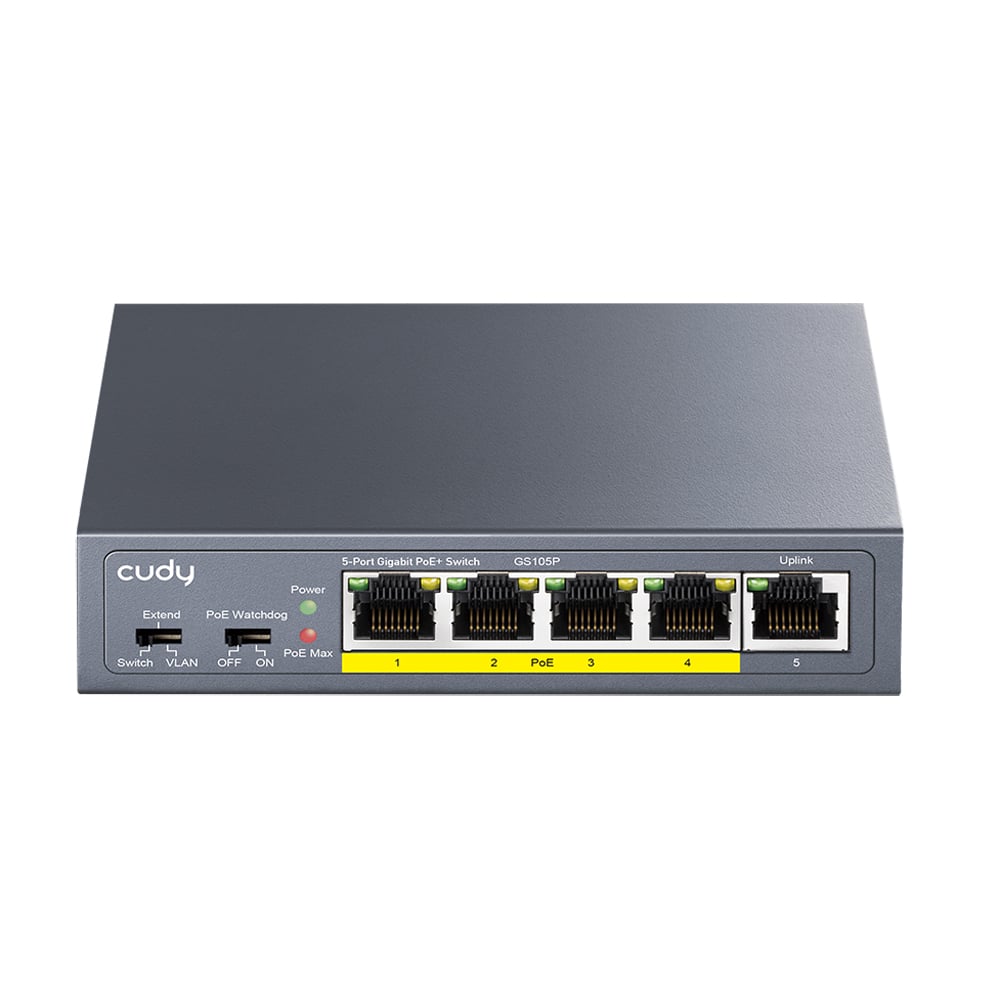 Switch Gigabit PoE+ a 5 porte, GS105P CUDY