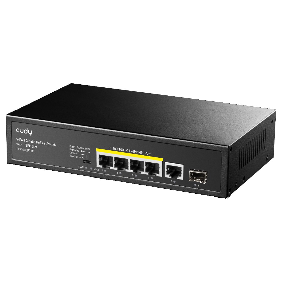 Switch Gigabit PoE+ 5 Porte con 1 Slot SFP, GS1005PTS1 CUDY