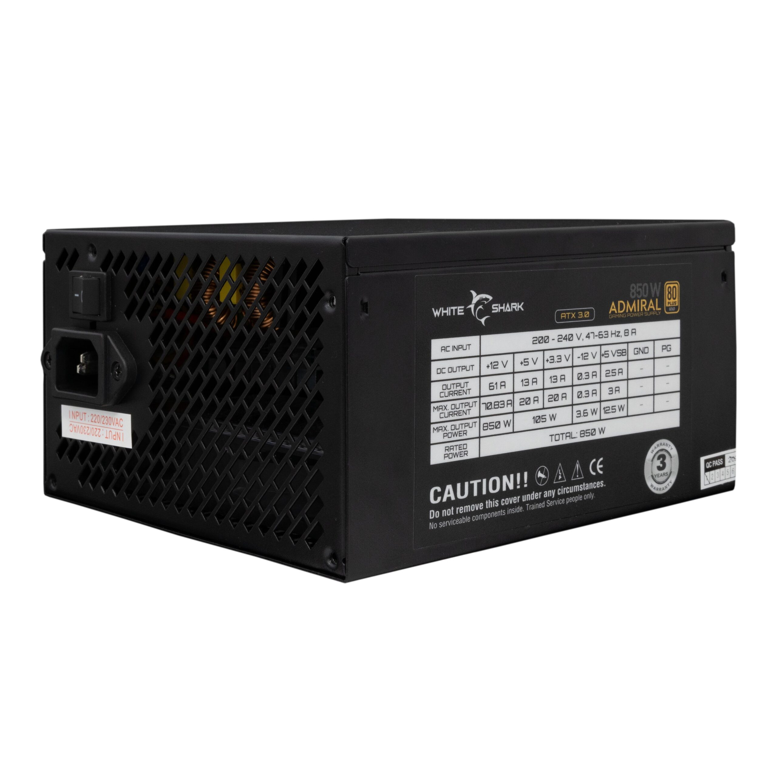 Alimentatore per PC ATX 850 Watt WHITE SHARK