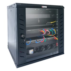 Armadio Rack 19'' a Muro 9 Unit&agrave; P.450 mm Flat Pack Nero TECHLY PROFESSIONAL