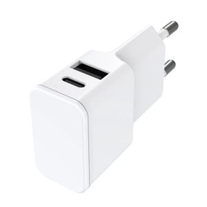 Caricatore Alimentatore USB-C&trade; e USB-A da Muro per Smartphone e Tablet Bianco FONTASTIC