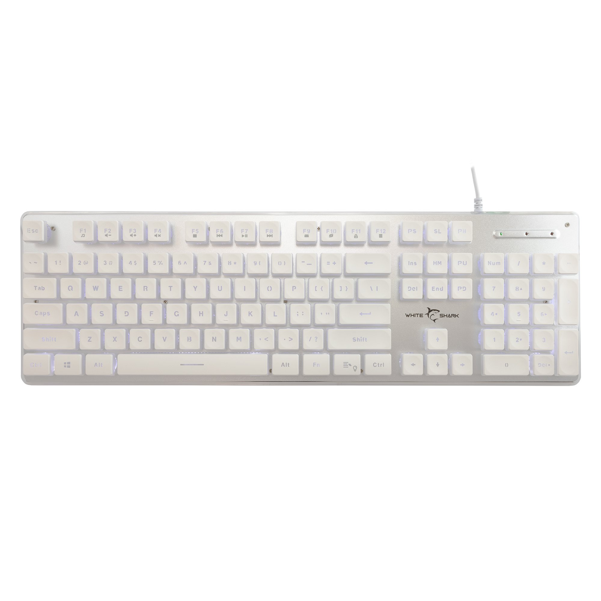 Tastiera Gaming USB 104 Tasti con Retroilluminazione LED Bianco WHITE SHARK