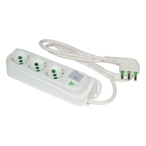 Presa Multipla a 3 Posti Italiana Bipasso con Interruttore Bianco FME
