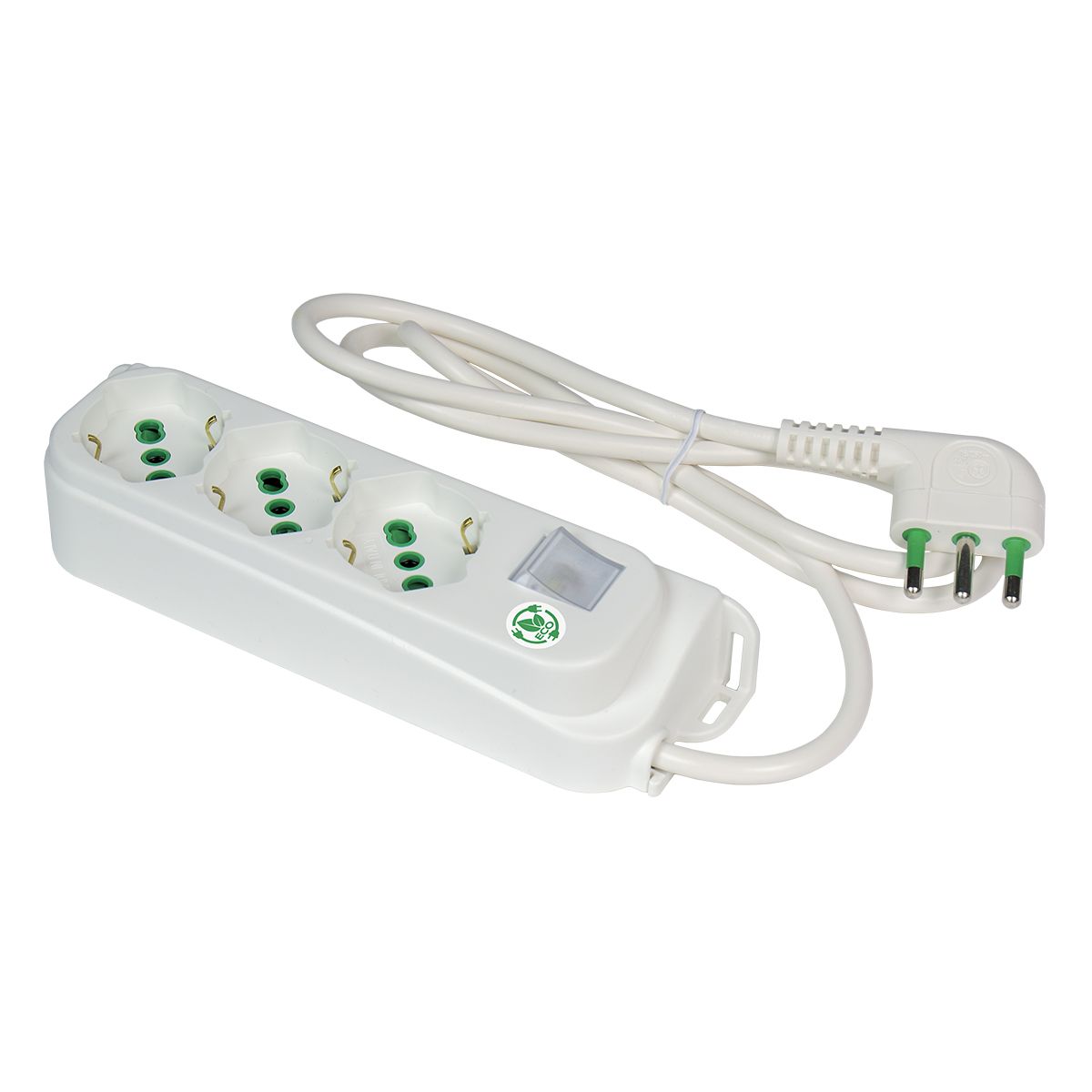 Presa Multipla a 3 Posti Italiana Bipasso con Interruttore Bianco FME