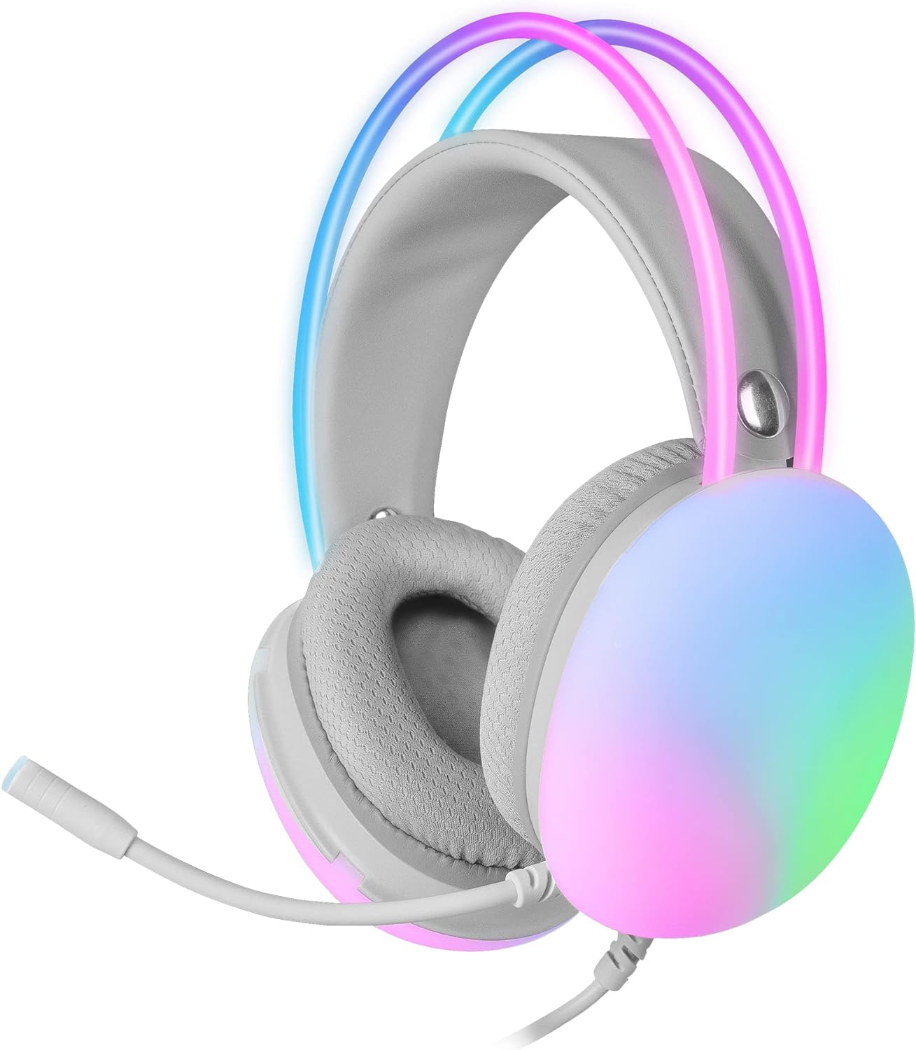 Cuffia Gaming Stereo con Microfono e Illuminazione RGB su Cuffie e Archetto Bianco FIREFLY WHITE SHARK