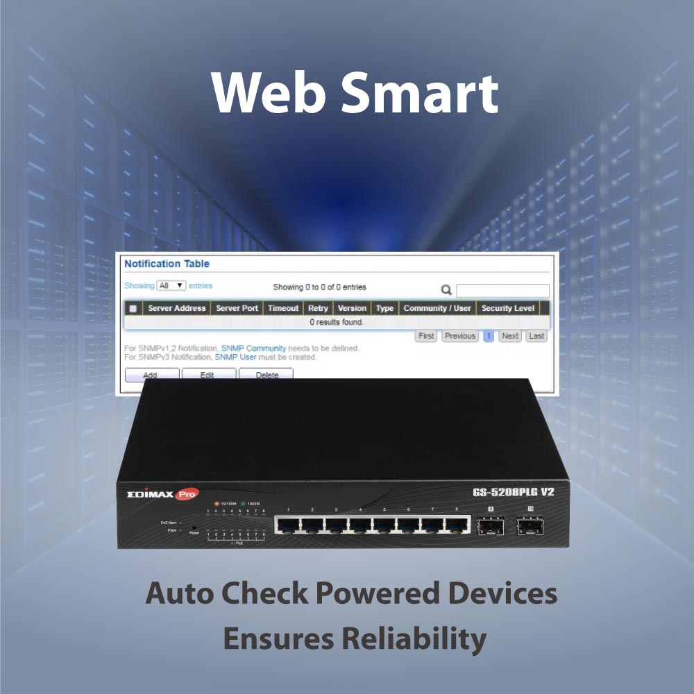 Smart Switch Web 10 porte Gigabit PoE+ 2 porte SFP, GS-5208PLG V2 EDIMAX - immagine 9