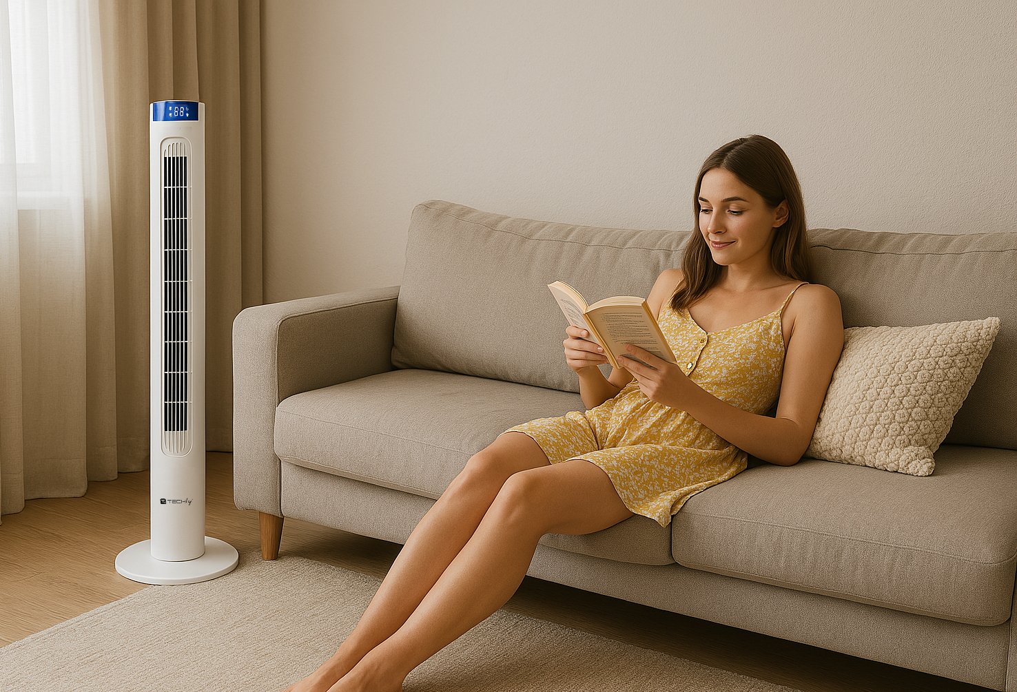 Ventilatore a Torre da Pavimento 36'' 3 Velocità con Telecomando Oscillazione 75° e Timer TECHLY - immagine 8