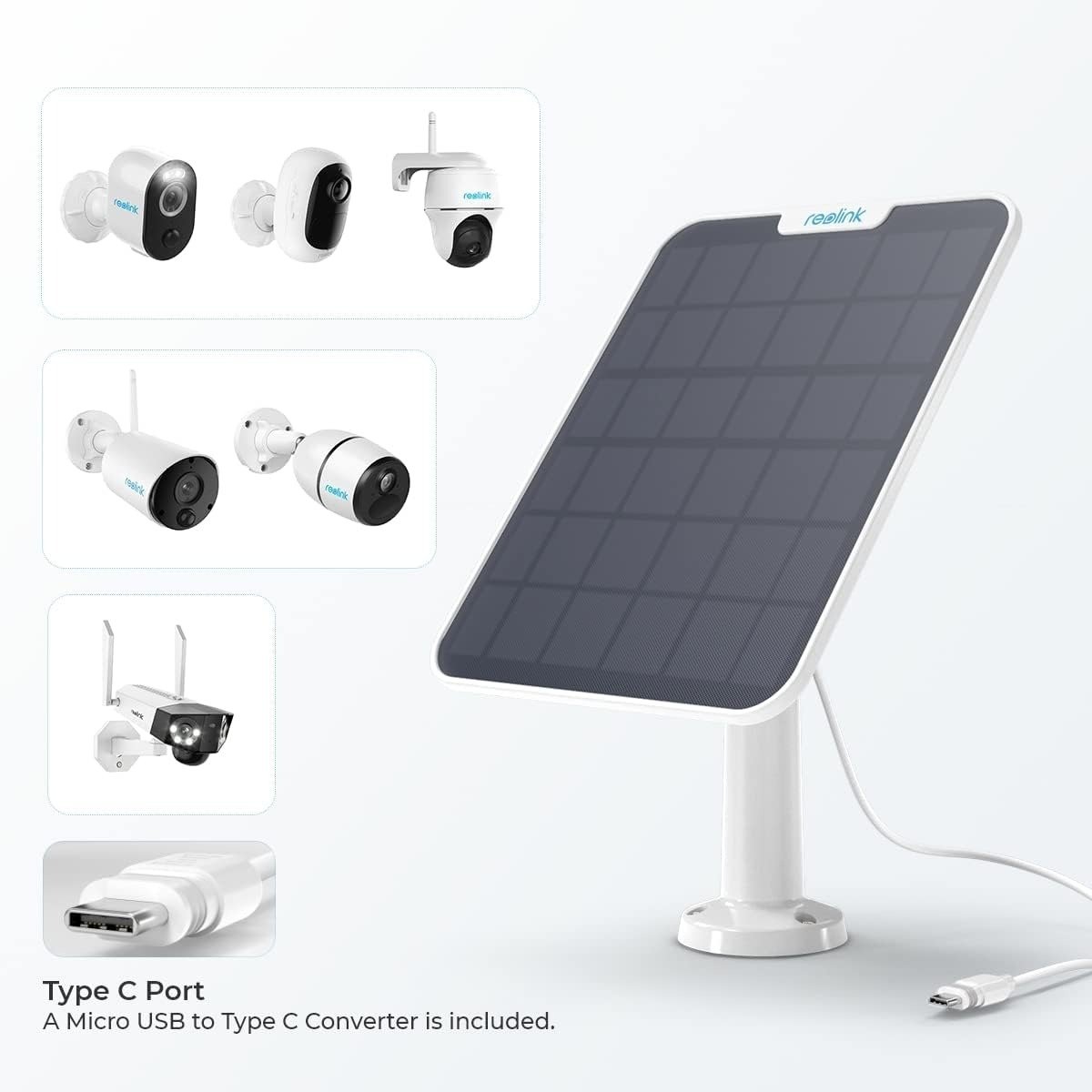 Pannello Solare 6W USB-C™ per Telecamera a Batteria da Esterno, SP2-W REOLINK - immagine 8