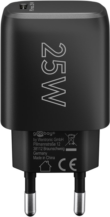 Caricatore Alimentatore GaN USB-C™ PD da Muro 25W Nero GOOBAY - immagine 8