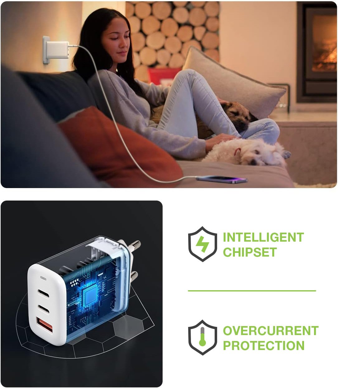 Caricatore Alimentatore 2 porte USB-C™ e 1 USB-A da Muro 65W TECHLY - immagine 8