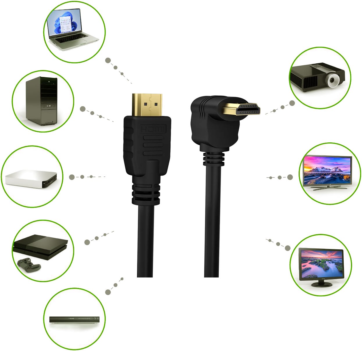 Cavo HDMI™ High Speed con Ethernet A/A M/M Angolato 90° 1m TECHLY - immagine 7