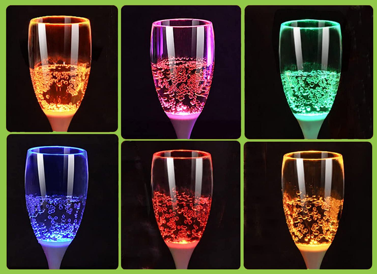 Confezione da 6 Bicchieri da Champagne con 6 Colorazioni LED TECHLY - immagine 7