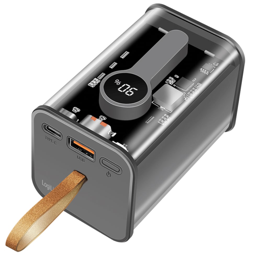 Power Bank 20000 mAh 1x USB-A 1x USB-C™ con Display PD & QC Trasparente LOGILINK - immagine 7