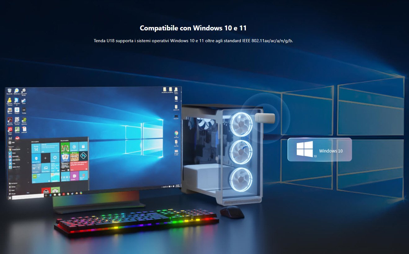 Adattatore USB Dual Band AX1800 Wi-Fi 6, U18 TENDA - immagine 7