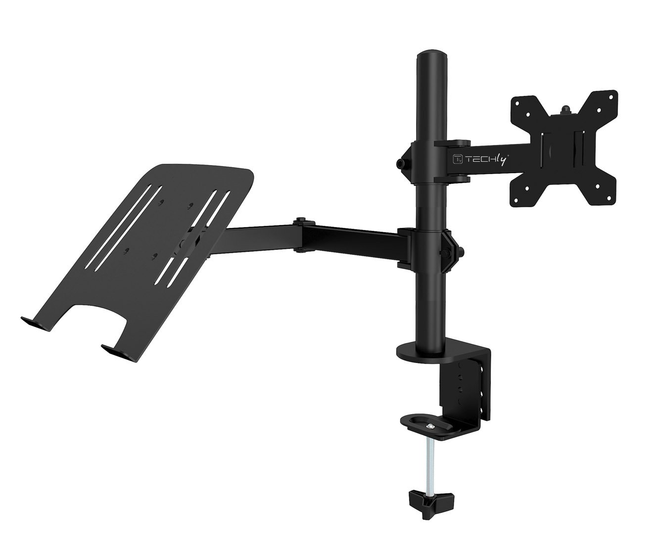Supporto da Scrivania Braccio per Monitor 13-32'' e Mensola per Laptop TECHLY - immagine 8