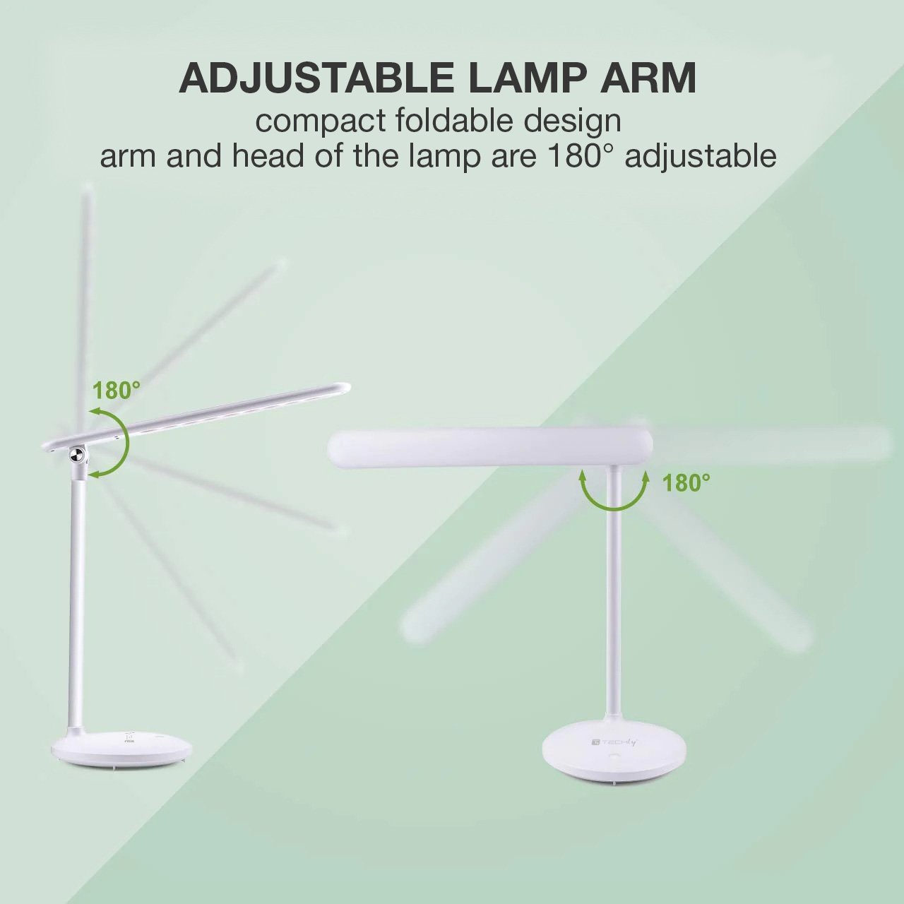 Lampada a 36 LED da Scrivania Pieghevole Dimmerabile Batteria Ricaricabile con Alimentazione USB TECHLY - immagine 7