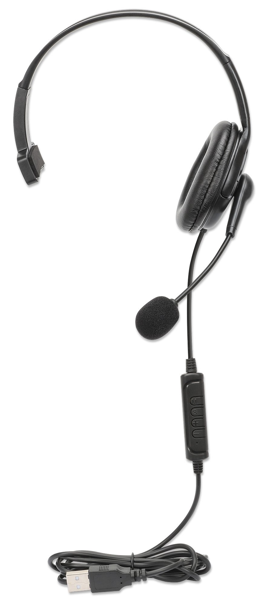 Cuffia Mono USB con Microfono Reversibile Cavo 2m MANHATTAN - immagine 8