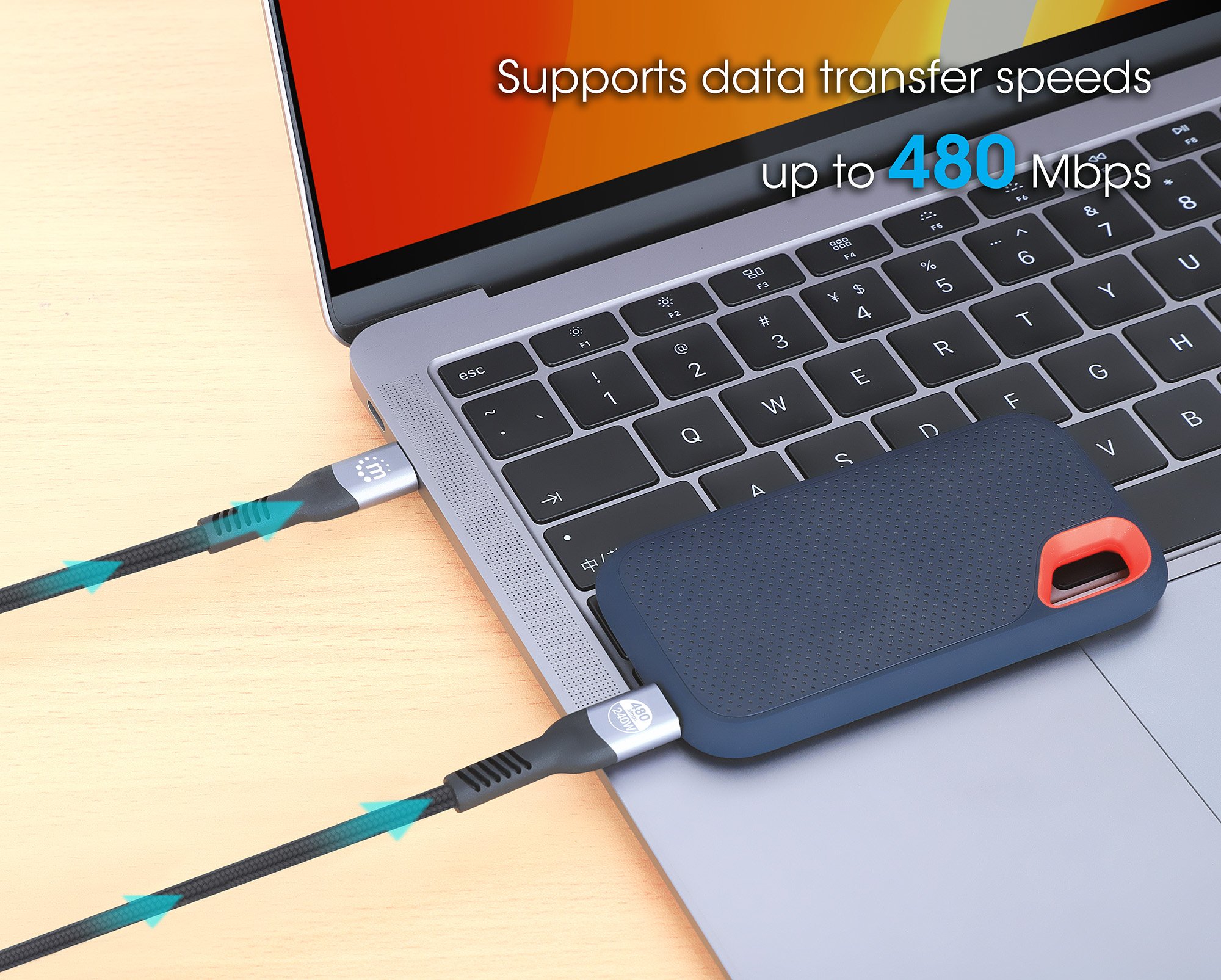 Cavo USB 2.0 EPR USB-C™ M/M 240W PD 3.1 e-Mark 2m MANHATTAN - immagine 8