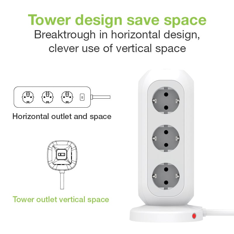 Multipresa da Tavolo Torretta di Alimentazione 11 Prese Schuko 2 USB-A e 2 USB-C™ TECHLY - immagine 8