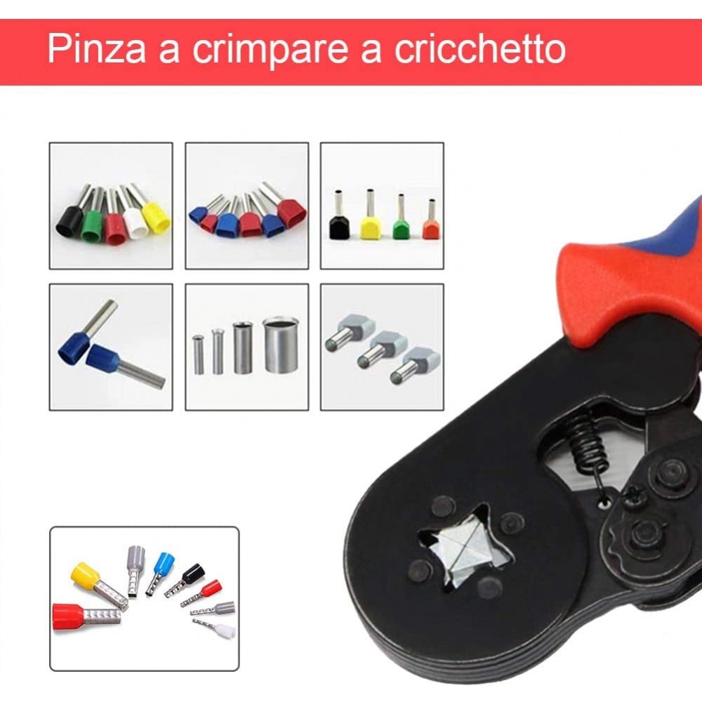 Pinza Crimpare a Cricchetto per Capicorda con 1200 Terminali 2.5-6.0 mm² LOGILINK - immagine 7