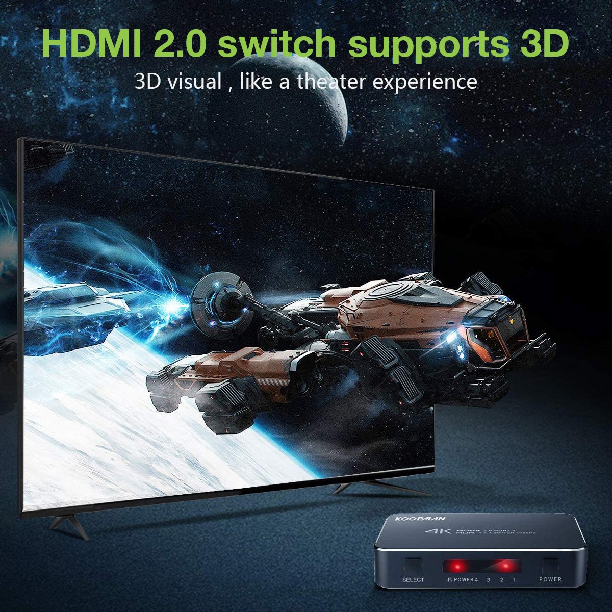 Switch HDMI 2.0b 3in 1out 4K HDR HDCP2.2 con Telecomando TECHLY - immagine 7