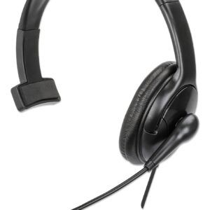 Cuffia Mono USB con Microfono Reversibile Cavo 2m MANHATTAN