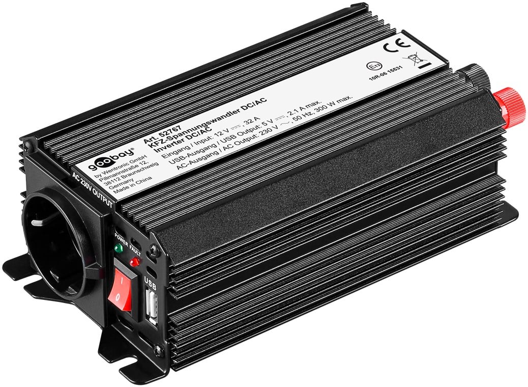 Alimentatore da Auto DC/AC 300W da 12V a 230V con porta USB GOOBAY