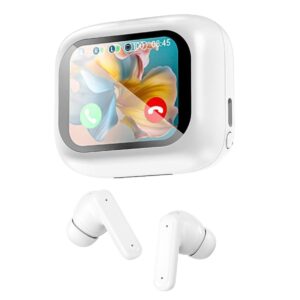 Cuffie Auricolari Bluetooth con Custodia Smart Touch Screen LCD Cancellazione Attiva del Rumore ANC TECHLY