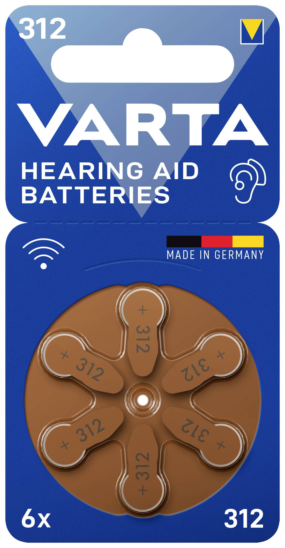 Batterie a Bottone per Apparecchi Acustici V312 6pz VARTA