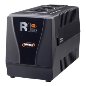 Regolatore automatico di tensione R1 USB 1000VA con 3 Prese Schuko Nero INFOSEC