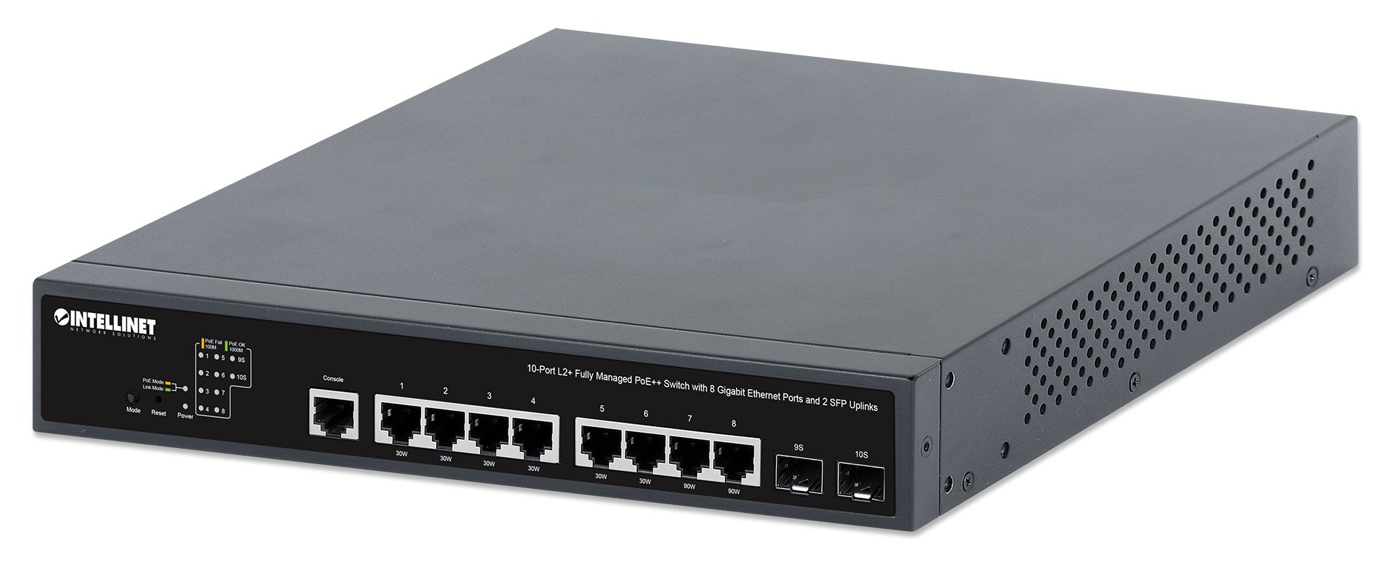 Switch PoE++ 10 porte L2 Fully Managed con 8 porte Ethernet Gigabit e 2 SFP Uplink INTELLINET