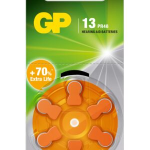 Blister 6 Batterie a Bottone PR48 ZA13 AC13 DA13 per Protesi Acustiche GP BATTERIES