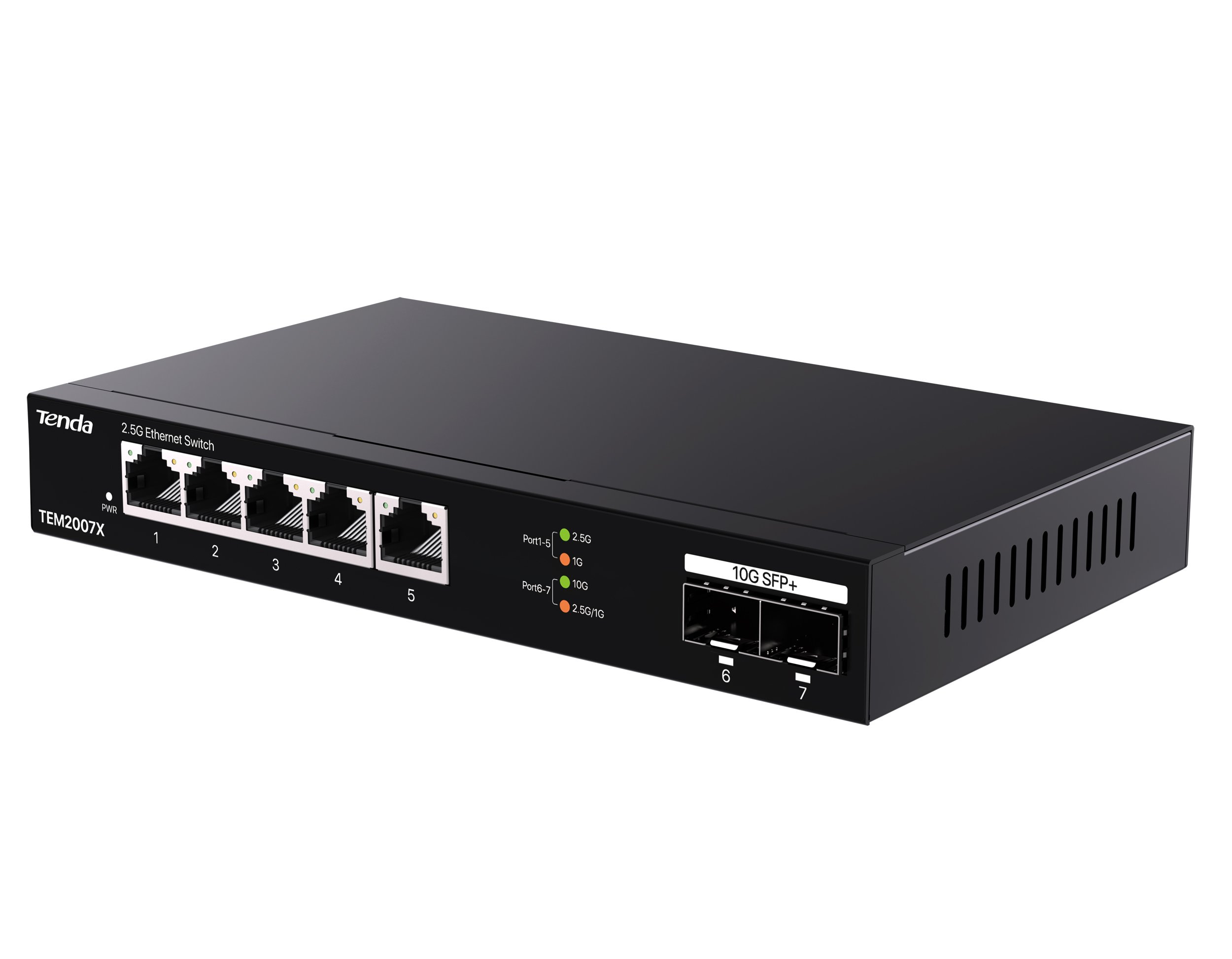 Switch con 5 porte 2.5G Ethernet e 2 slot SFP+ da 10G, TEM2007X TENDA