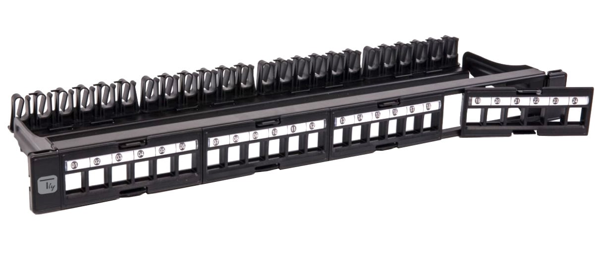 Pannello Patch Modulare 24 Posti UTP con Moduli Removibili 1 Unità Nero TECHLY PROFESSIONAL