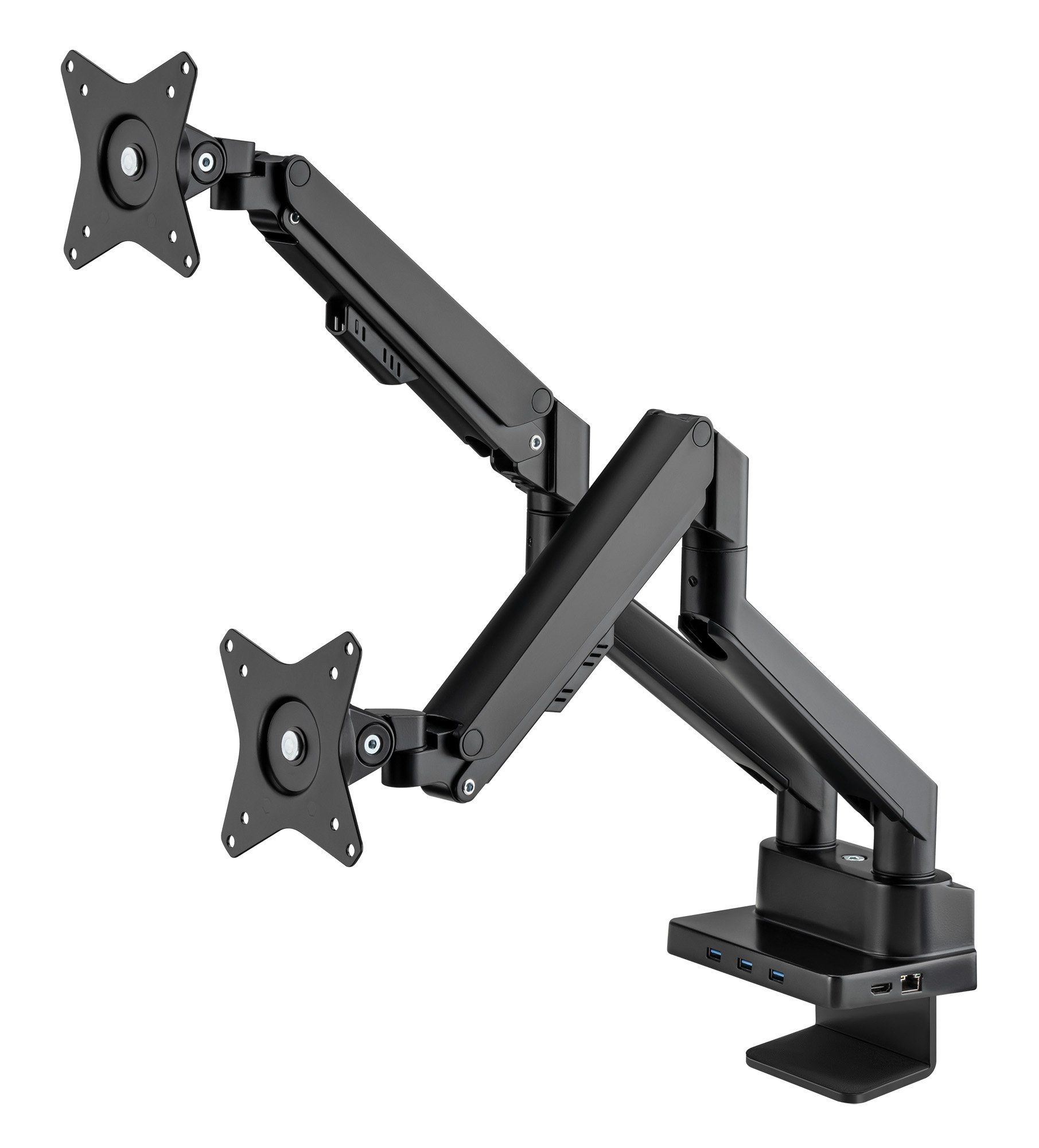 Supporto da Scrivania Doppio Monitor 17-32'' con Molla a Gas e Docking Station 8-in-1 MANHATTAN