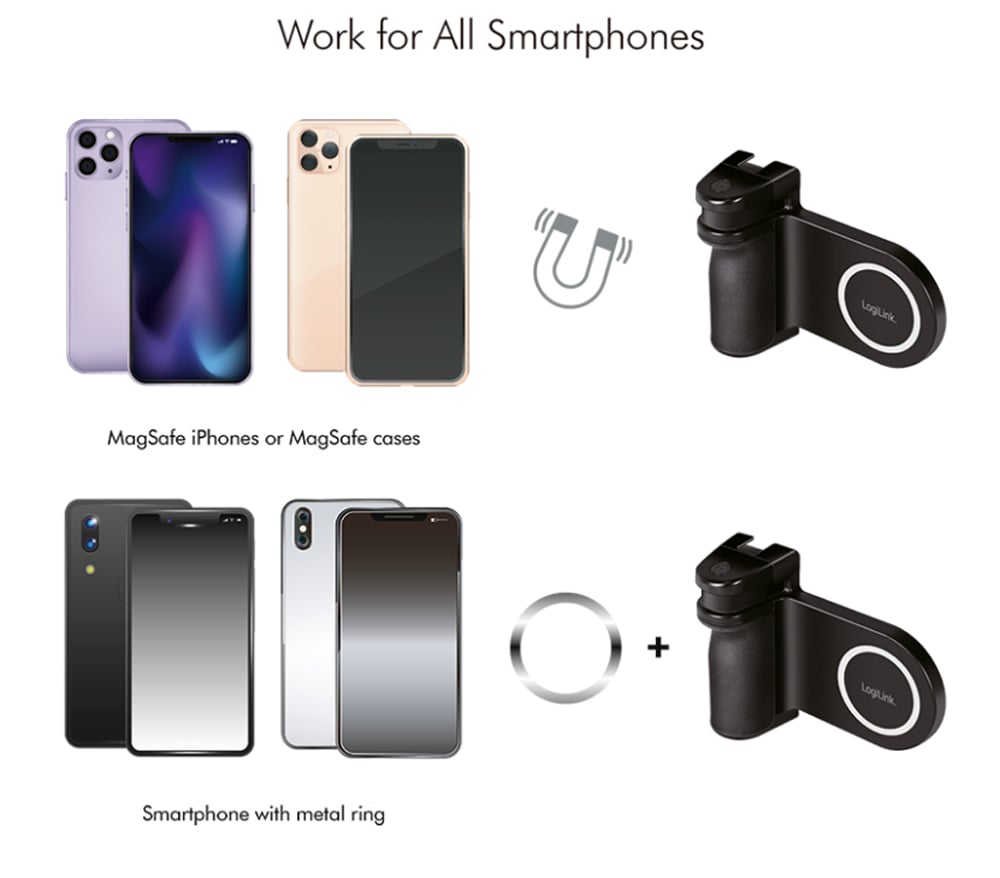 Impugnatura Magnetica per Smartphone con Telecomando Wireless e Luce a 3 Livelli di Luminosità LOGILINK - immagine 9