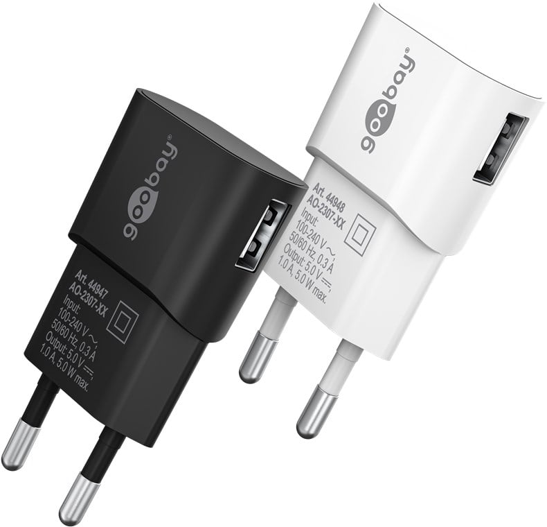 Caricatore USB 1A 5W Compatto Spina Europea Bianco GOOBAY - immagine 9