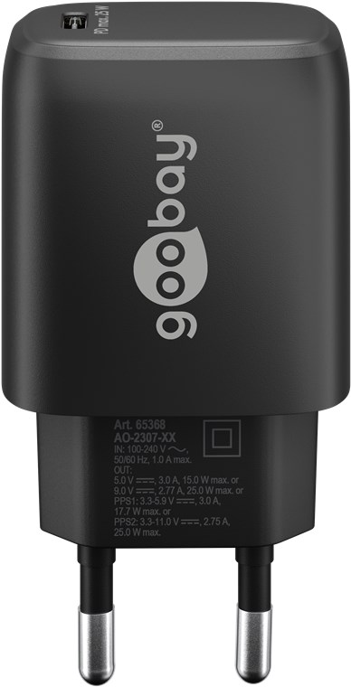 Caricatore Alimentatore GaN USB-C™ PD da Muro 25W Nero GOOBAY - immagine 9