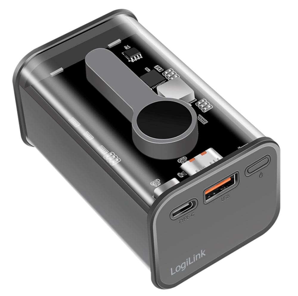 Power Bank 10000 mAh 1x USB-A 1x USB-C™ con Display PD & QC Trasparente LOGILINK - immagine 8