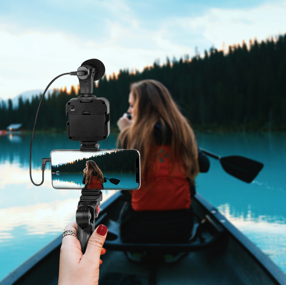 Kit Vlogger Treppiede per Smartphone 4,7''–7'' con Luce LED e Microfono Direzionale LOGILINK - immagine 8