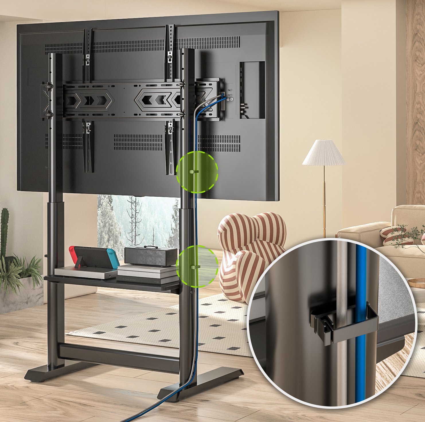 Supporto a Pavimento per TV LCD/LED/Plasma 60-86'' Multifunzione TECHLY - immagine 8