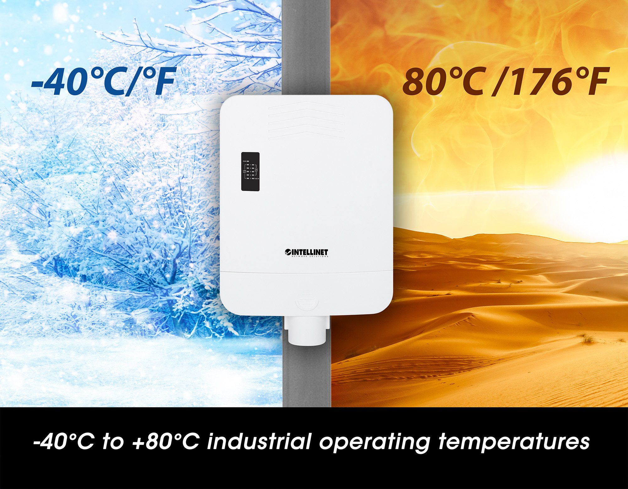Switch Gigabit 5 porte PoE Passante / Extender 4 porte PoE+ per Esterno INTELLINET - immagine 8